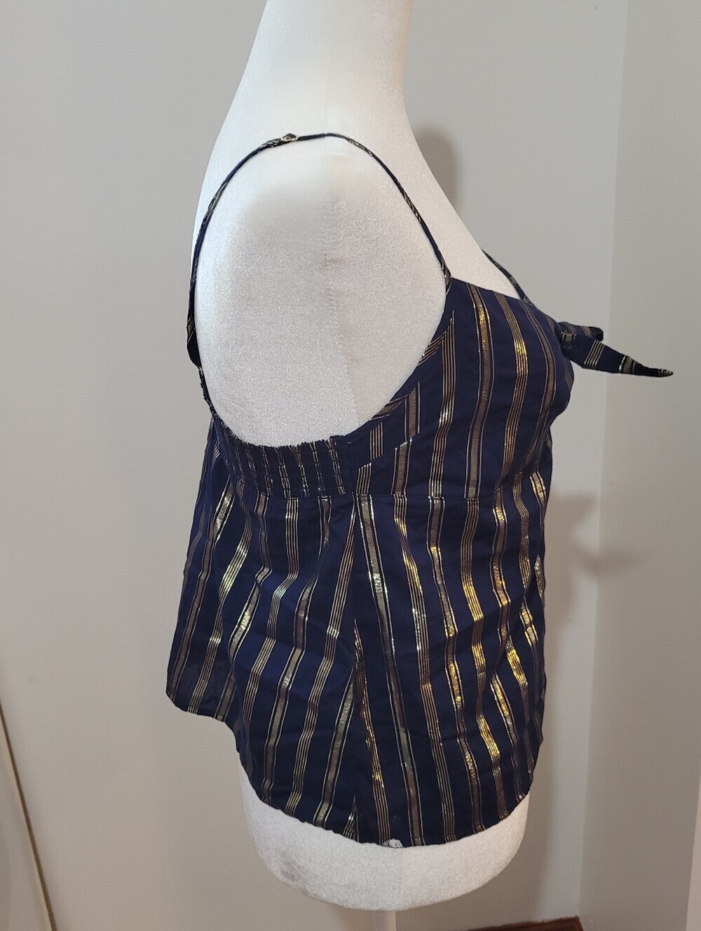 New With Flaws! Victorias Secret Blue And Gold Cotton Blend Lightweight Cami - Picture 3 of 9
